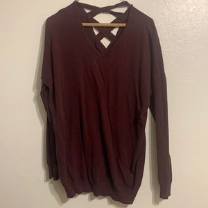 Burgundy sweater with ZigZag pattern in back.XL